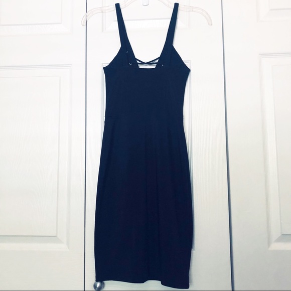 Leith Nordstrom Black Lace Up Front Body Con Dress - Picture 7 of 8